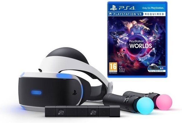 Sony PlayStation VR + PS4 Eye Camera V2 + Move Twin Pack + VR Worlds