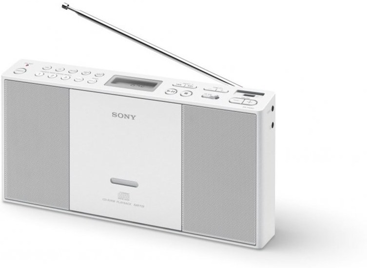 Sony ZS-PE60, radiomagnetofón s CD, USB a digitálnym FM tunerom, biely