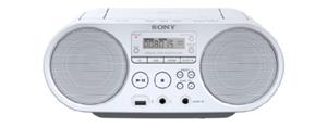 Sony ZS-PS50, přenosný stereo přehrávač Boombox s tunerem AM/FM, bílý