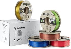 Spectrum 3D filament, PLA Silk, 1,75mm, 5x250g, 80750, mix Glorious Gold, Spicy Copper, Apple Green, Ruby Red, Indigo Blue