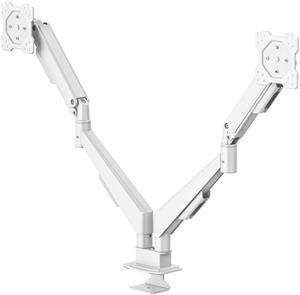 stolný držiak pre 2 monitory 35", 2 ramená s plynovou pružinou, biely