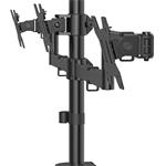 stolný držiak pre 3 monitory 27", 2 ramená, čierny