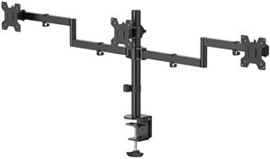 stolný držiak pre 3 monitory 27", 2 ramená, čierny