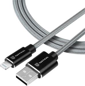 Tactical Fast Rope Aramid kábel USB-A/Lightning MFi 1m, sivý