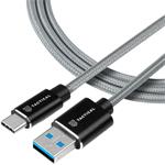 Tactical Fast Rope Aramid kábel USB-A/USB-C 0.3m, sivý