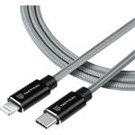 Tactical Fast Rope Aramid kábel USB-C/Lightning MFI 0.3m, sivý