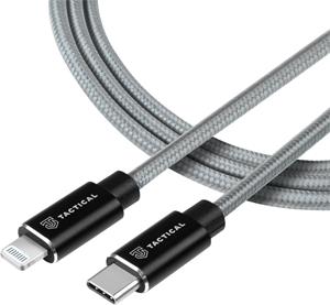 Tactical Fast Rope Aramid kábel USB-C/Lightning MFi 1m, sivý