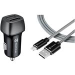 Tactical Field Plug Dual 12W + Tactical Fast Rope Aramid kábel USB-A/Lightning MFi 0.3m, sivý