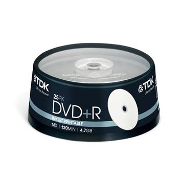 TDK DVD+R 4,7GB 16x Printable 25-cake