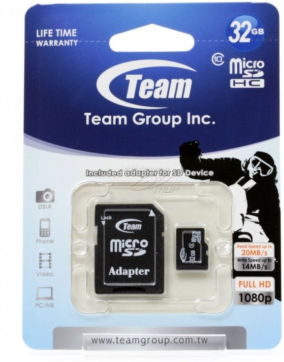 Team microSDHC 32GB + adaptér