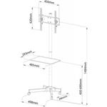 Techly 100730 mobilný stojan pre TV, 23"-55", sklopný, polica