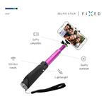 Teleskopický selfie stick FIXED v luxusnom hliníkovom prevedení s BT spúšť, ružový