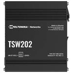 Teltonika TSW202, priemyselný L2 manažovateľný switch, 8x PoE+ 10/100/1000, 2x SFP, bez zdroja