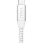 Tesla kábel USB-C 3.2 M/M, až 20V/5A (100W) prepojovací 1,0m, biely opletený
