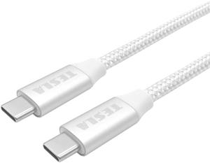 Tesla kábel USB-C 3.2 M/M, až 20V/5A  (100W) prepojovací 1,0m, biely opletený