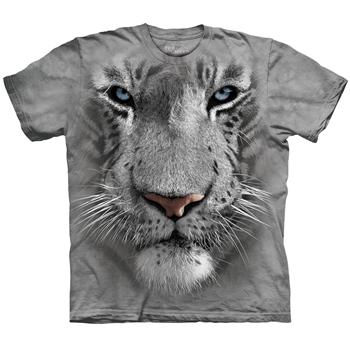 The Mountain White Tiger Face 3D tričko světlešedé vel. S