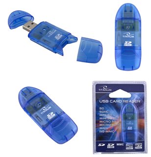 Titanum TA101B Čítačka kariet SDHC/MiniSDHC/MicroSDHC/RS/MM USB 2.0, modrá