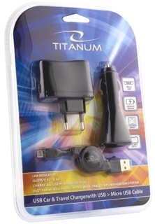 Titanum TZ106 Nabíjací sada AC/DC + Micro USB navíjací kábel | 5V | 800mA