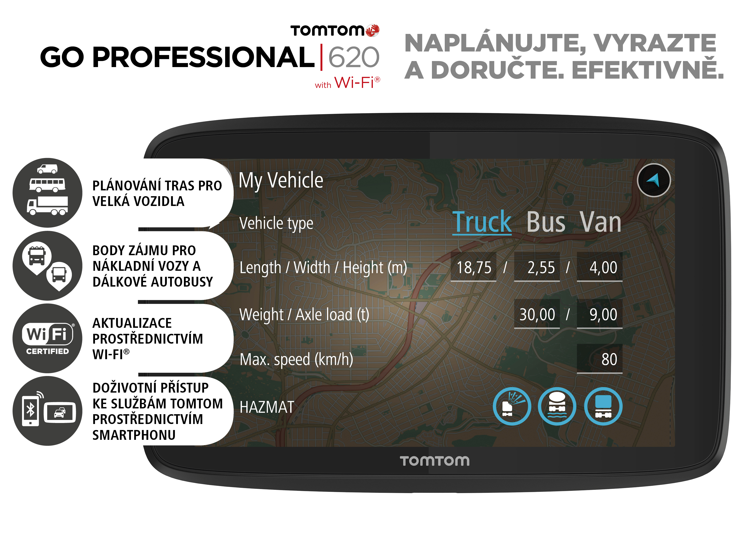 TomTom GO Professional 620 EU, Wi-Fi, LIFETIME mapy