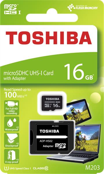 Toshiba 16 GB microSDHC, Class 10 UHS-I + adaptér