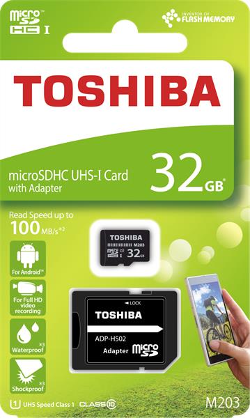 Toshiba 32GB microSDHC, Class 10 UHS-I + adaptér