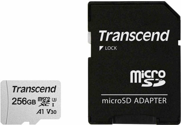 Transcend 256GB microSDXC 300S, Class 10 UHS-I U3 V30 A1 + adaptér