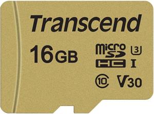 Transcend 500S 16GB microSDHC, Class 10 UHS-I U3 V30 MLC + adaptér