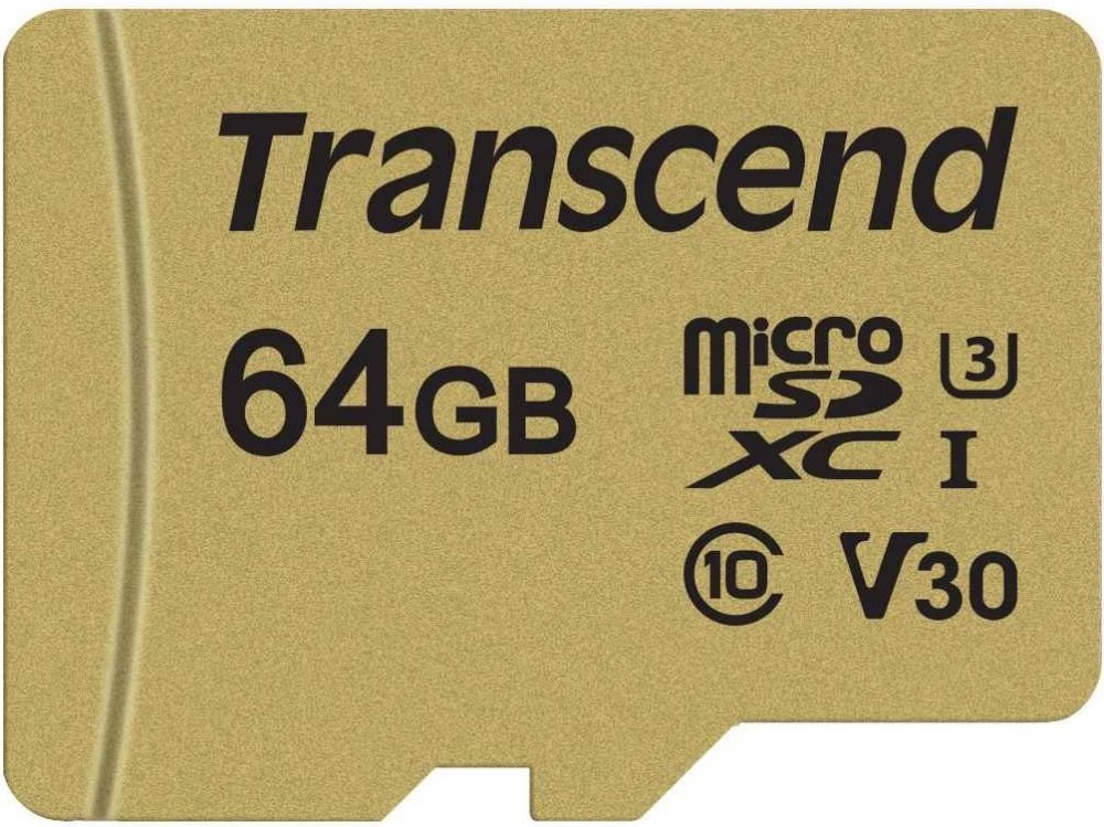 Transcend 500S 64GB microSDXC, Class 10 UHS-I U3 V30 MLC + adaptér