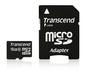 Transcend microSDHC 16GB class 10 + adaptér