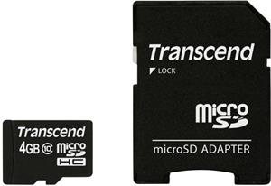 Transcend microSDHC 4GB + adaptér