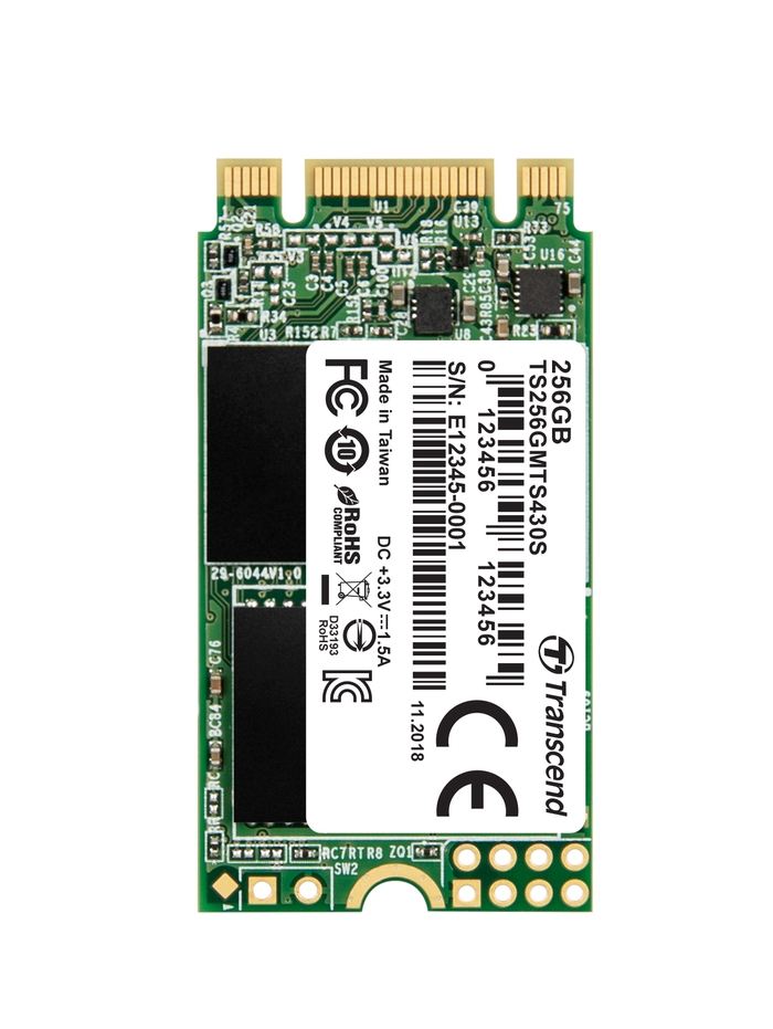 TRANSCEND MTS430 256GB SSD disk M.2, 2242 SATA III 6Gb/s (3D TLC), 550MB/s R, 480MB/s W