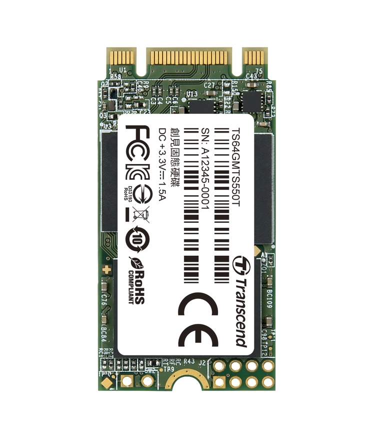 TRANSCEND MTS550T 64GB Industrial SSD disk M.2, 2242 SATA III 6Gb/s (3D TLC)