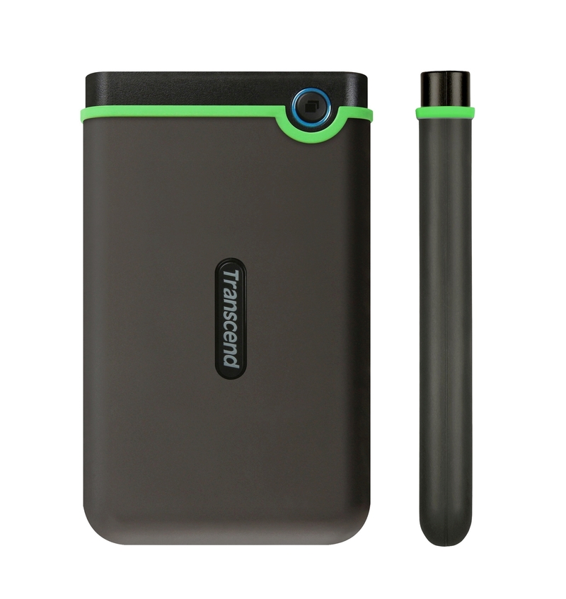 Transcend StoreJet 25M3S Slim 1 TB, USB 3.0, 2.5” externý Anti-Shock disk, tenký profil, sivo/zelený