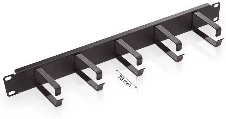 Triton 19" vyväzovací panel 1U, kovový, oko 73 mm, čierny