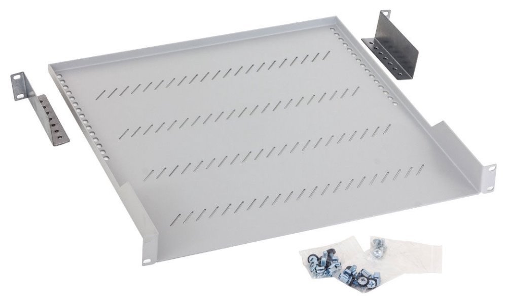 Triton Polička s perforáciou 1U/450mm, nosnosť 40kg, sivá