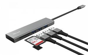 TRUST HALYX rozbočovač , Fast USB-C Hub a Card reader