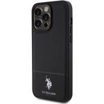 U.S. Polo PU Leather Mesh Pattern Double Horse kryt pre iPhone 15 Pro Max, čierny