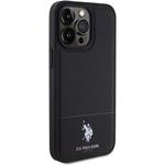 U.S. Polo PU Leather Mesh Pattern Double Horse kryt pre iPhone 15 Pro Max, čierny