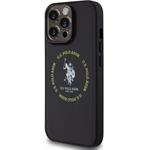U.S. Polo PU Leather Printed Round Double Horse MagSafe kryt pre iPhone 15 Pro, čierny