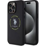 U.S. Polo PU Leather Printed Round Double Horse MagSafe kryt pre iPhone 15 Pro Max, čierny