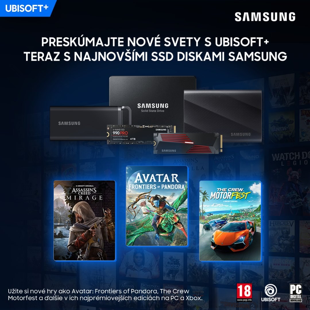 Ubisoft+ Multi access na 1 mesiac k Samsung SSD