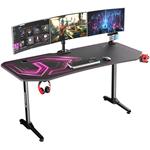 Ultradesk herný stôl Frag XXL, 160x75 cm,75 cm, s celoplošnou XXL podložkou, držiak nápojov a slúchadiel, ružový