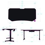 Ultradesk herný stôl Frag XXL, 160x75 cm,75 cm, s celoplošnou XXL podložkou, držiak nápojov a slúchadiel, zlatá