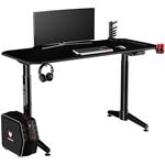 Ultradesk herný stôl Level Black, 140x66cm, 72-124cm, Čierny