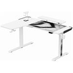 Ultradesk herný stôl WINGER, 111x155x60 cm, 75-122 cm, Biely