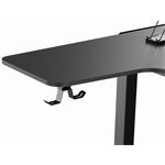 Ultradesk herný stôl WINGER, 111x155x60 cm, 75-122 cm, Čierny