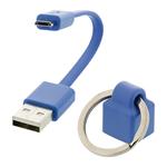 USB2.0A-microUSB kábel M/M, 0.1m, modrý, prívesok