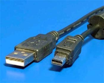 USB2.0A-miniOlympus12pin kábel M/M, 1.8m, prepojovací, čierny