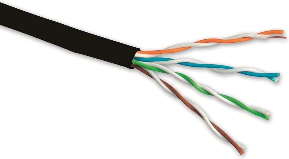 UTP 8 žilový kábel, Cat5, drôt, 1.0m, metráž, čierny, outdoor, Solarix