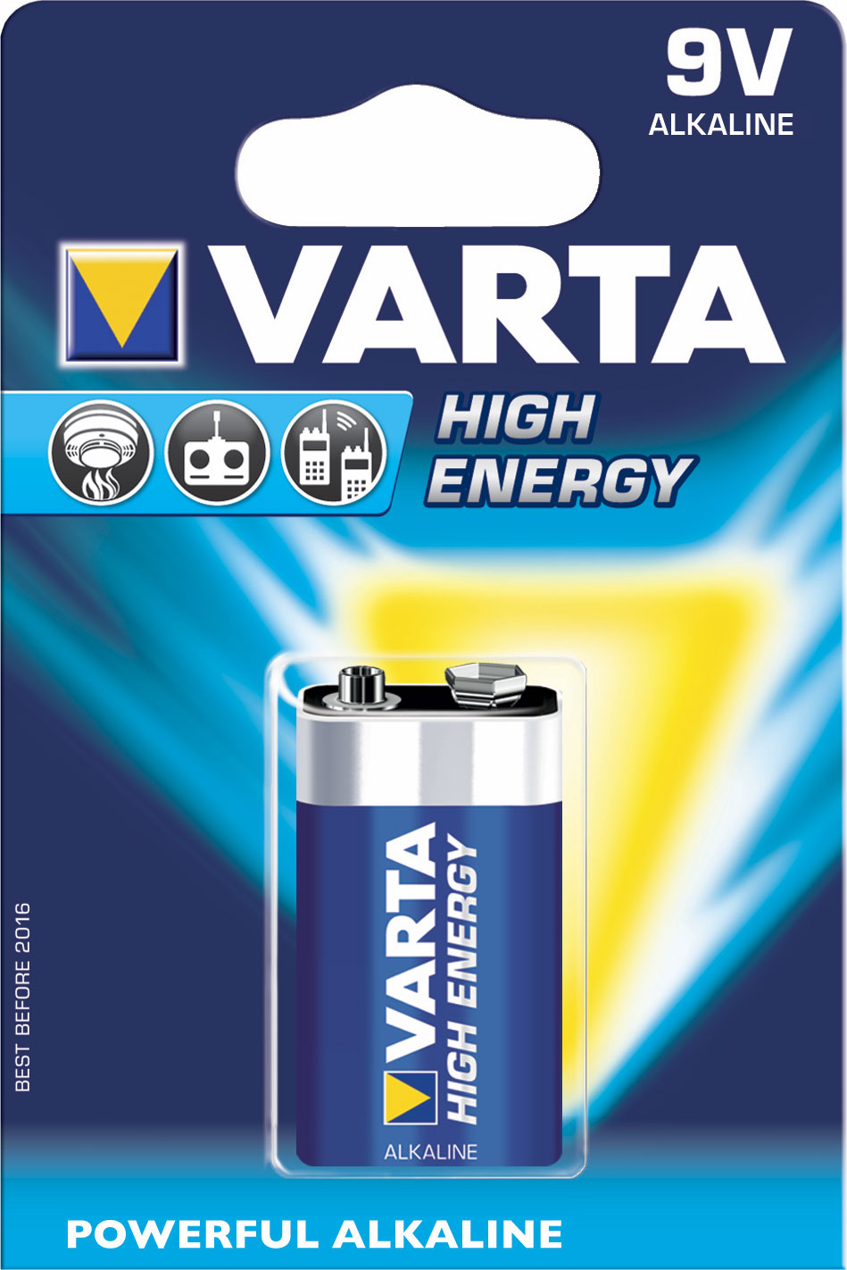 Varta HighEnergy 6LR61, alkalická batéria (9V) 1 ks, blister
